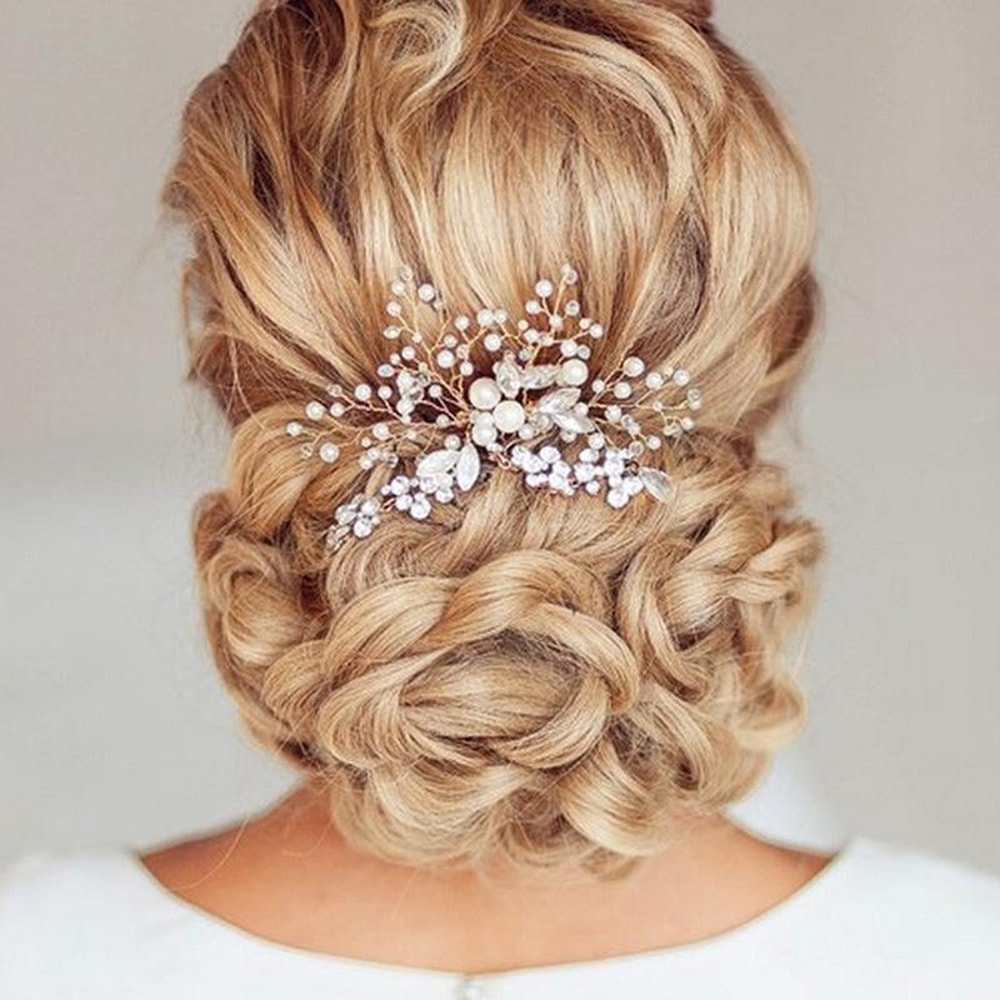 Elegant Pearl Bridal Hair Comb With Rhinestone Crown Design Wedding Hair Accessories 6