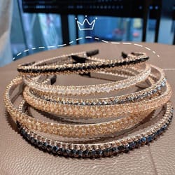 elegant crystal hoop headband non slip gold trim hair accessory for women