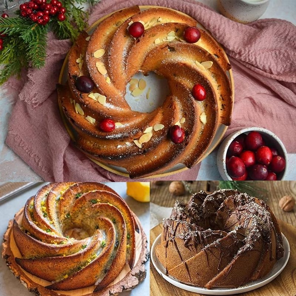 Silicone Swirl Cake Mold Non Stick Baking Pan Heat Resistant Bundt Cake Mold 6