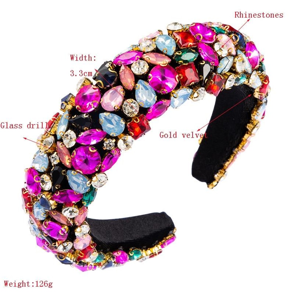 Luxury Rhinestone Headband Wide Padded Crystal Hair Band For Women Sparkling Geometric Headband 4