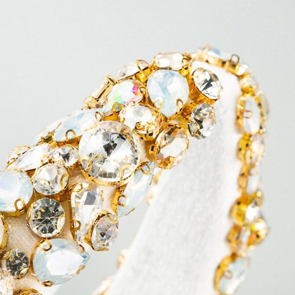 Luxury Rhinestone Headband Wide Padded Crystal Hair Band For Women Sparkling Geometric Headband 5