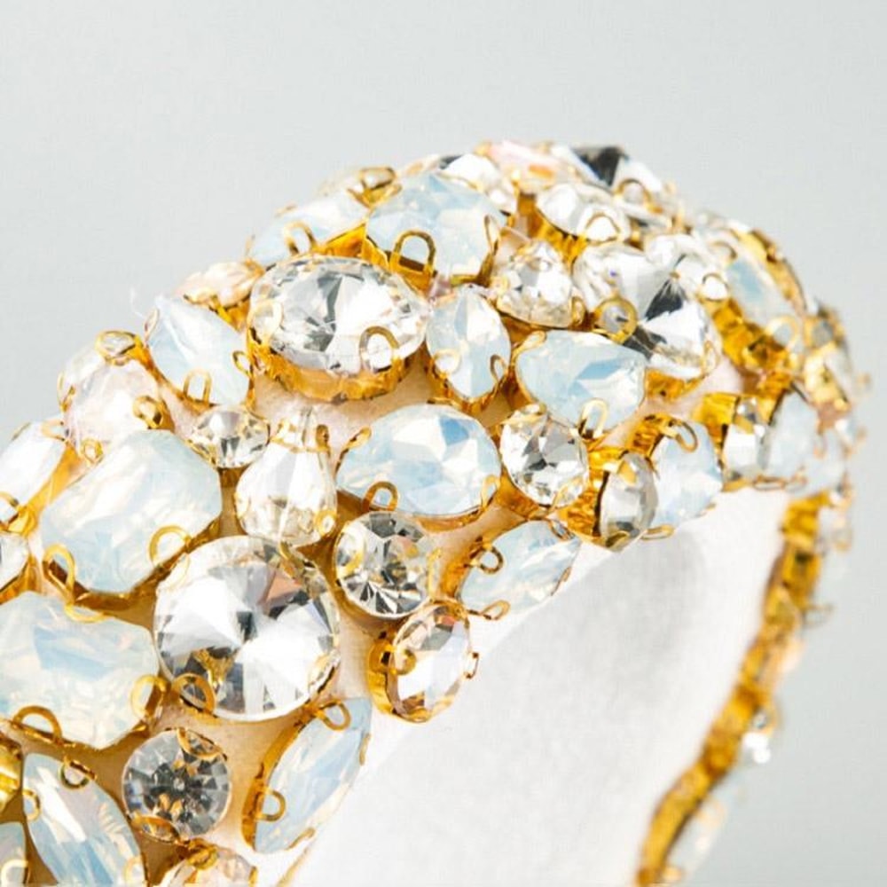 Luxury Rhinestone Headband Wide Padded Crystal Hair Band For Women Sparkling Geometric Headband 6