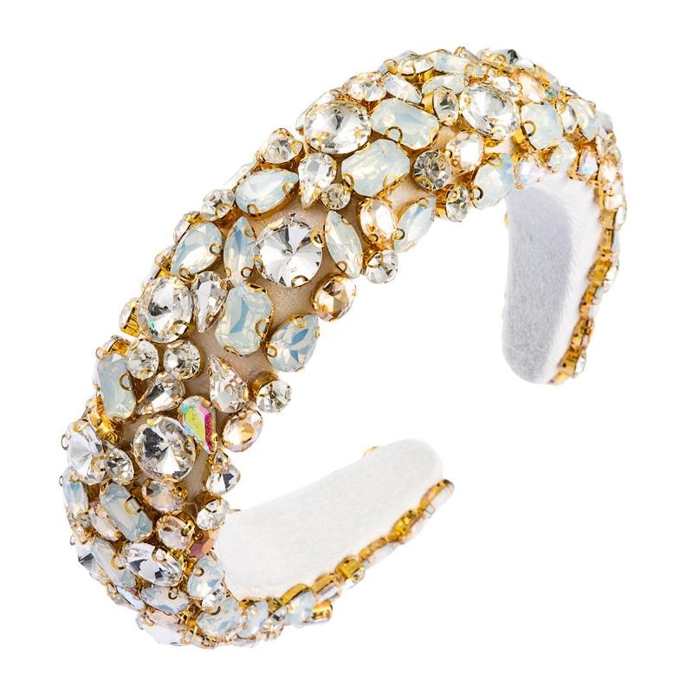 Luxury Rhinestone Headband Wide Padded Crystal Hair Band For Women Sparkling Geometric Headband 3