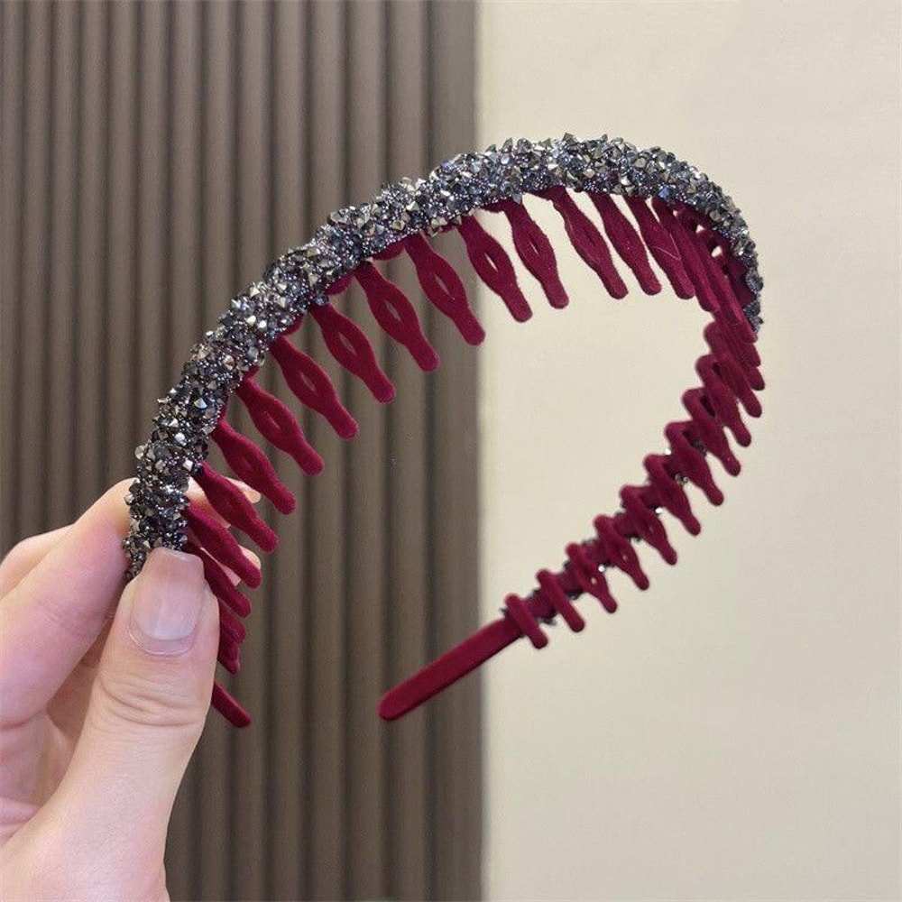 Elegant Rhinestone Non Slip Headband With Comb Teeth For Secure All Day Styling 3