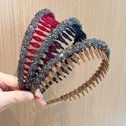 elegant rhinestone non slip headband with comb teeth for secure all day styling