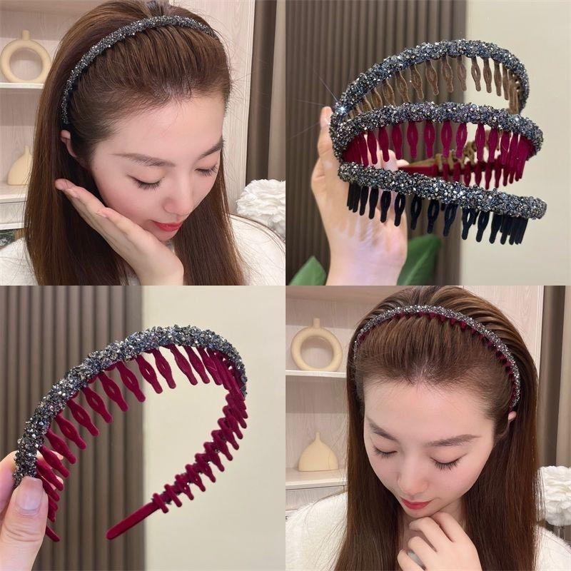 Elegant Rhinestone Non Slip Headband With Comb Teeth For Secure All Day Styling 6