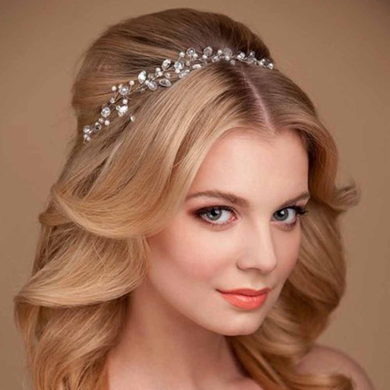 Elegant Leaf Crystal Bridal Headband Wedding Hair Accessory For Women 0