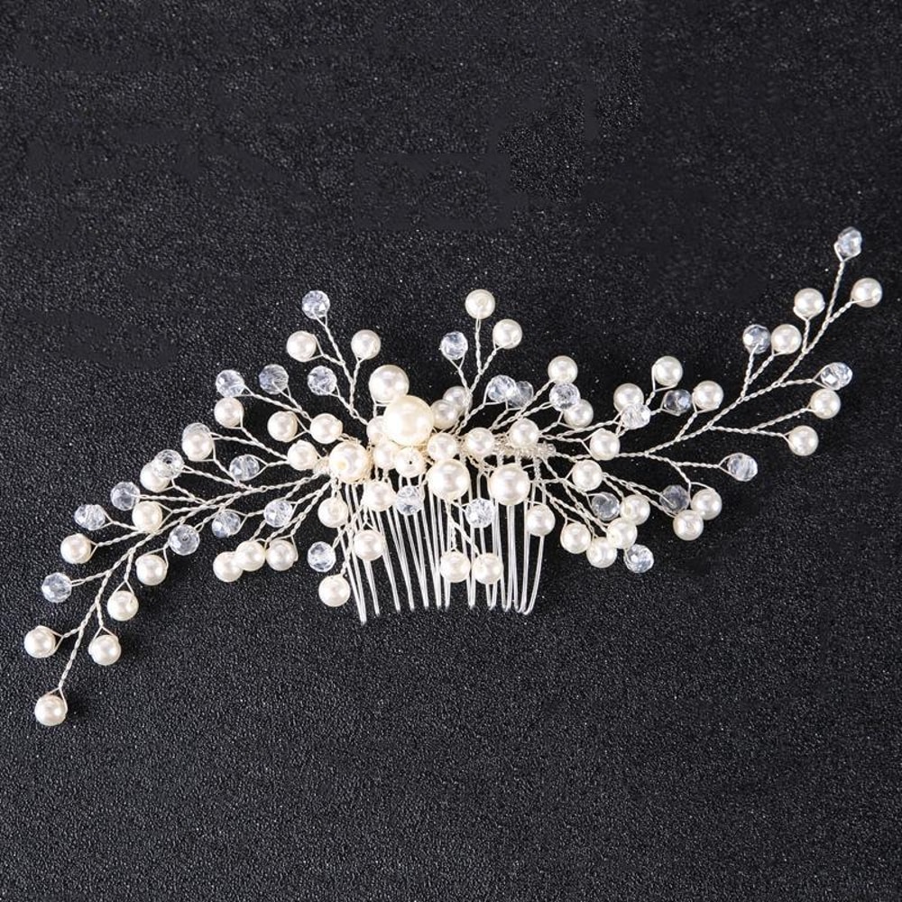 Elegant Pearl Crystal Bridal Hair Comb Wedding Headpiece for Brides & Special Occasions