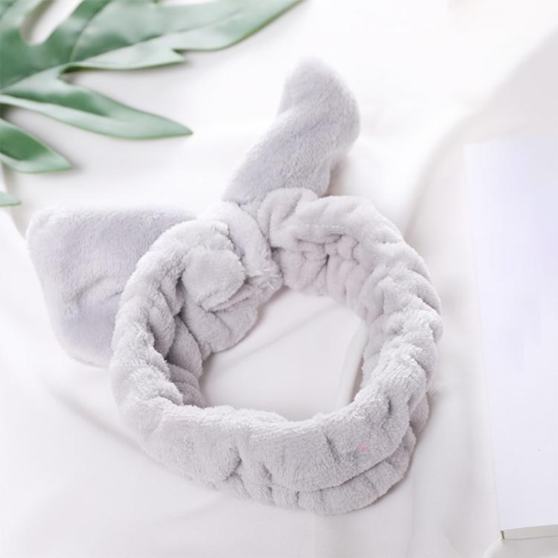 OMG Bow Coral Fleece Headband Soft Cute Spa Hairband For Women 2
