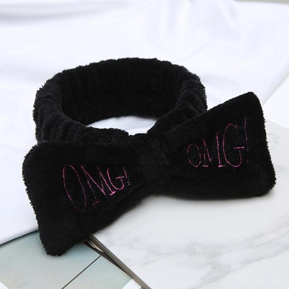 OMG Bow Coral Fleece Headband Soft Cute Spa Hairband For Women 8