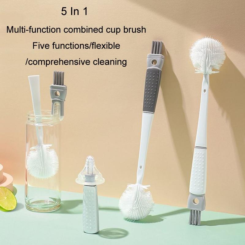 5in1 Multifunction Bottle Brush Cleaner With Long Handle For Cups Bottles Kitchen Use 4