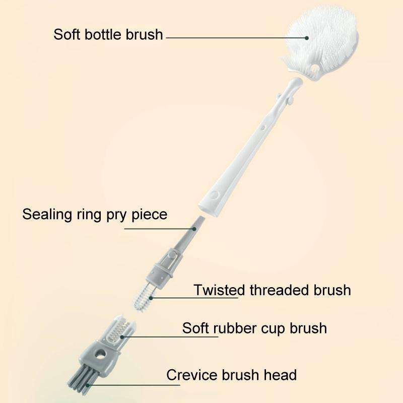 5in1 Multifunction Bottle Brush Cleaner With Long Handle For Cups Bottles Kitchen Use 5