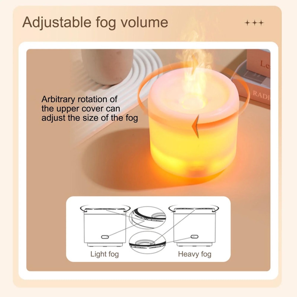 Colorful Flame Aroma Diffuser Humidifier 300ml USB Quiet Air Moisturizer 3