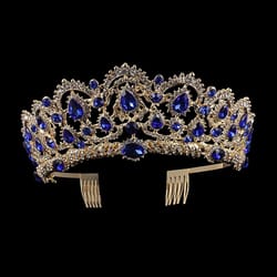 vintage gold crystal wedding tiara crown with comb elegant baroque bridal headpiece
