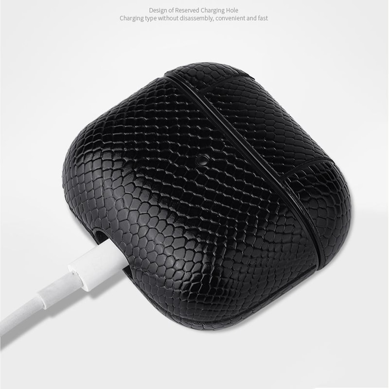 Luxury Snakeskin AirPods Case With Keychain Clip 3