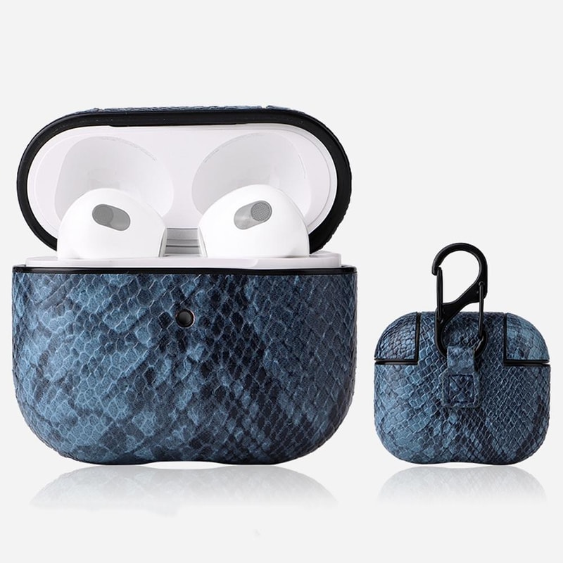 Luxury Snakeskin AirPods Case With Keychain Clip 10