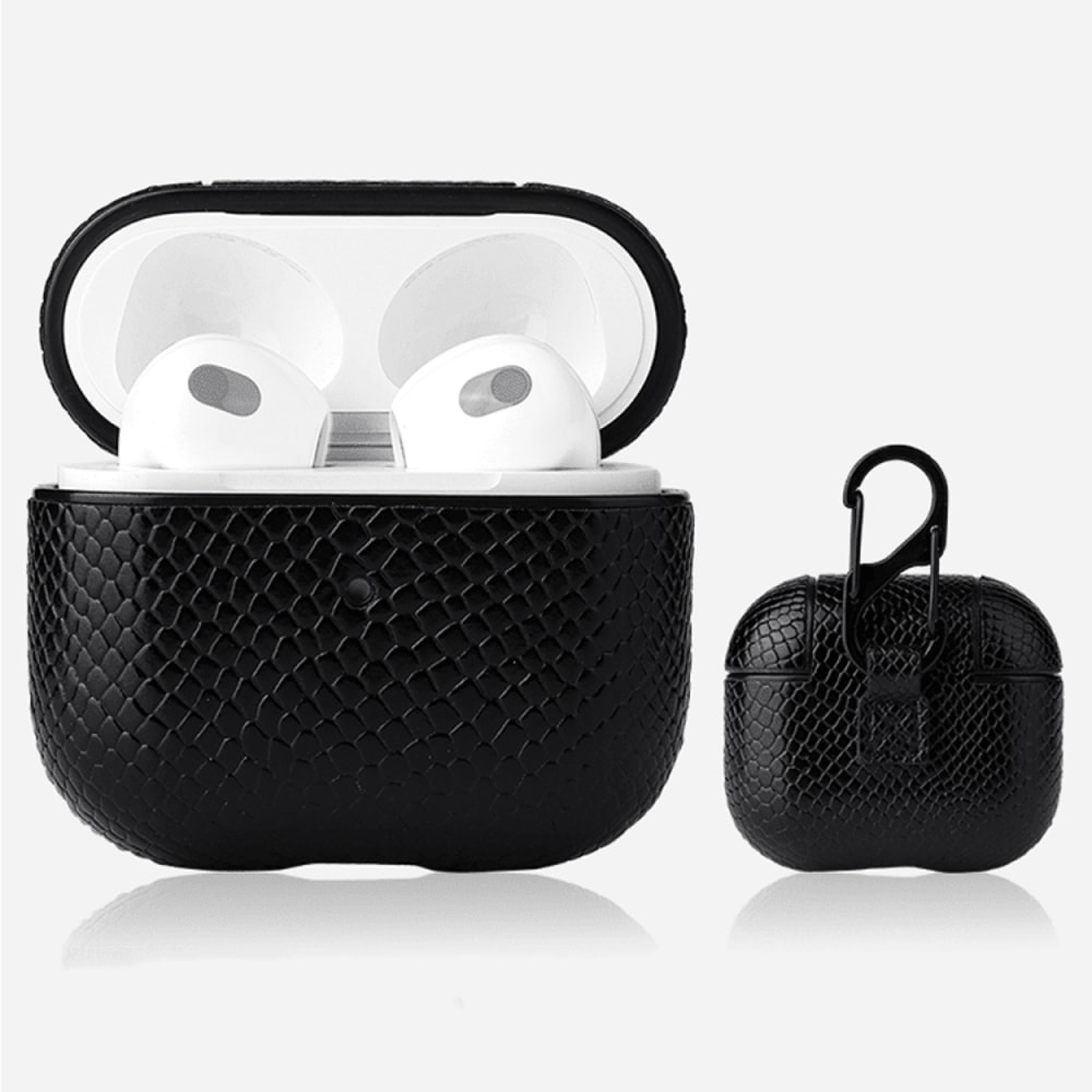 Luxury Snakeskin AirPods Case With Keychain Clip 6