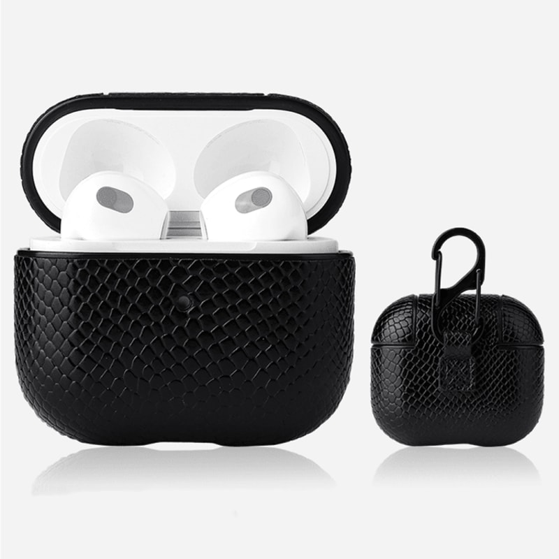 Luxury Snakeskin AirPods Case With Keychain Clip 6