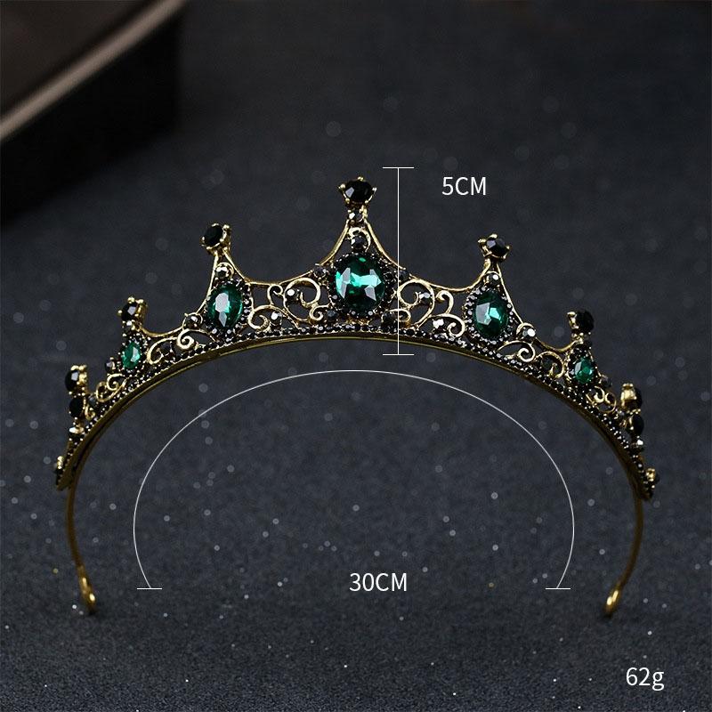 Vintage Green Crystal Tiara Baroque Bridal Crown Wedding Hair Accessory 3