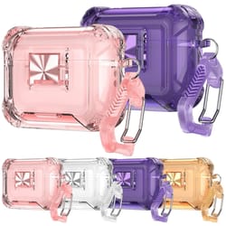 airpods pro clear lock case with carabiner shockproof cover