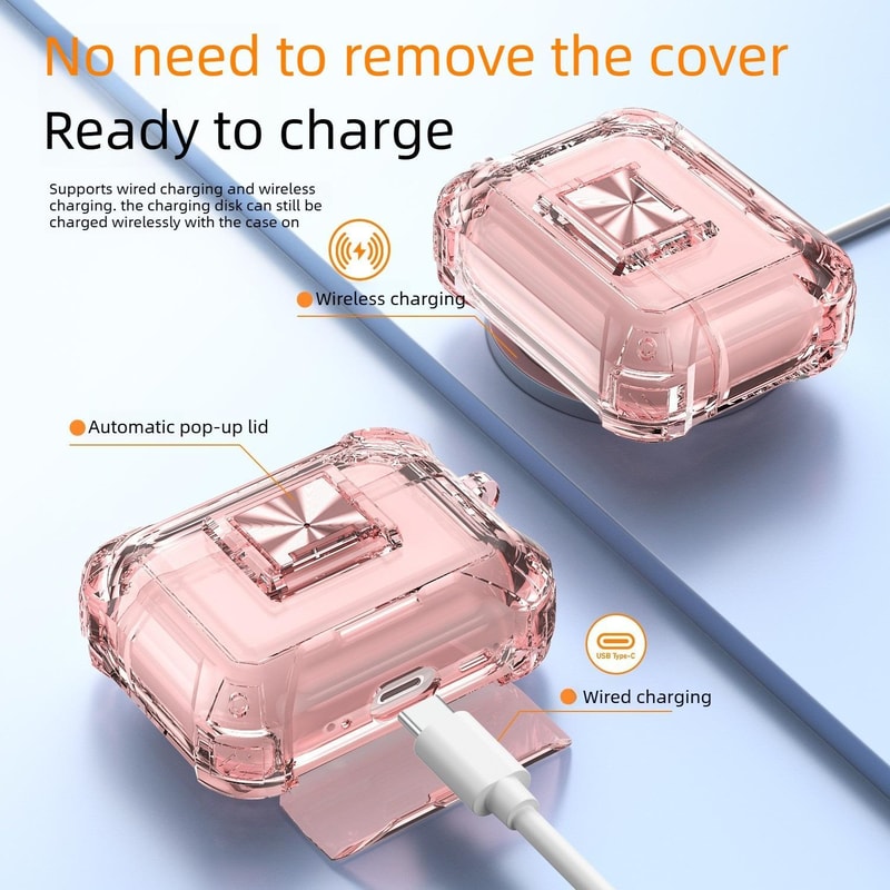 AirPods Pro Clear Lock Case With Carabiner Shockproof Cover 3