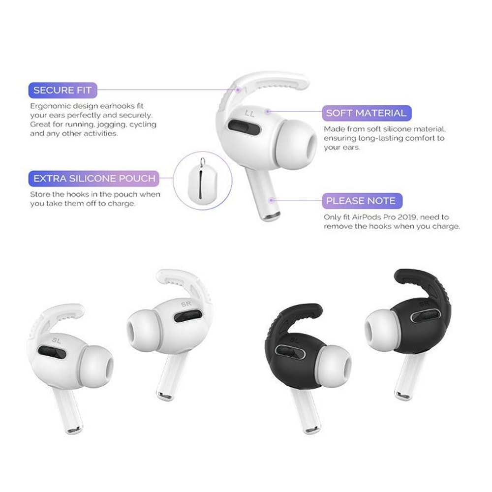AirPods Pro Ear Hooks With AntiSlip Silicone Tips Secure Fit 3