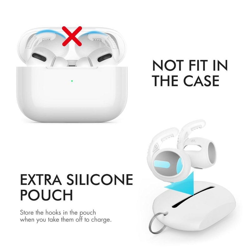 AirPods Pro Ear Hooks With AntiSlip Silicone Tips Secure Fit 5