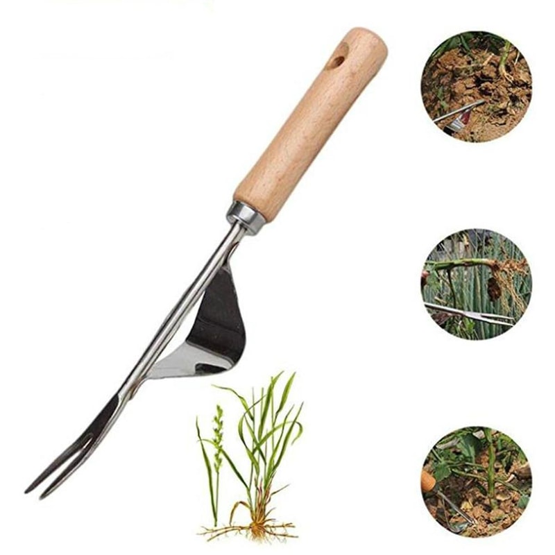 HeavyDuty Garden Weeding Tool Stainless Steel Hand Shovel With Wooden Handle 0