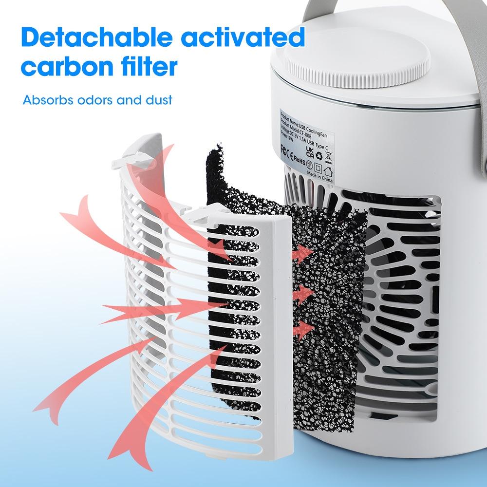 CF008 Mini Household Humidification Spray Air Cooler USB Plugin Portable Air Conditioner FanWhite 2