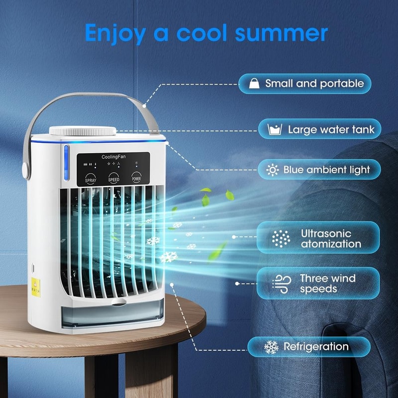 CF008 Mini Household Humidification Spray Air Cooler USB Plugin Portable Air Conditioner FanWhite 8