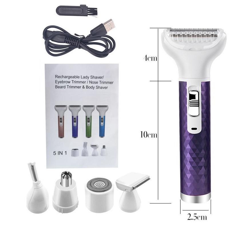 5in1 Rechargeable Electric Shaver For Women Bikini Trimmer Full Body Grooming Kit 3