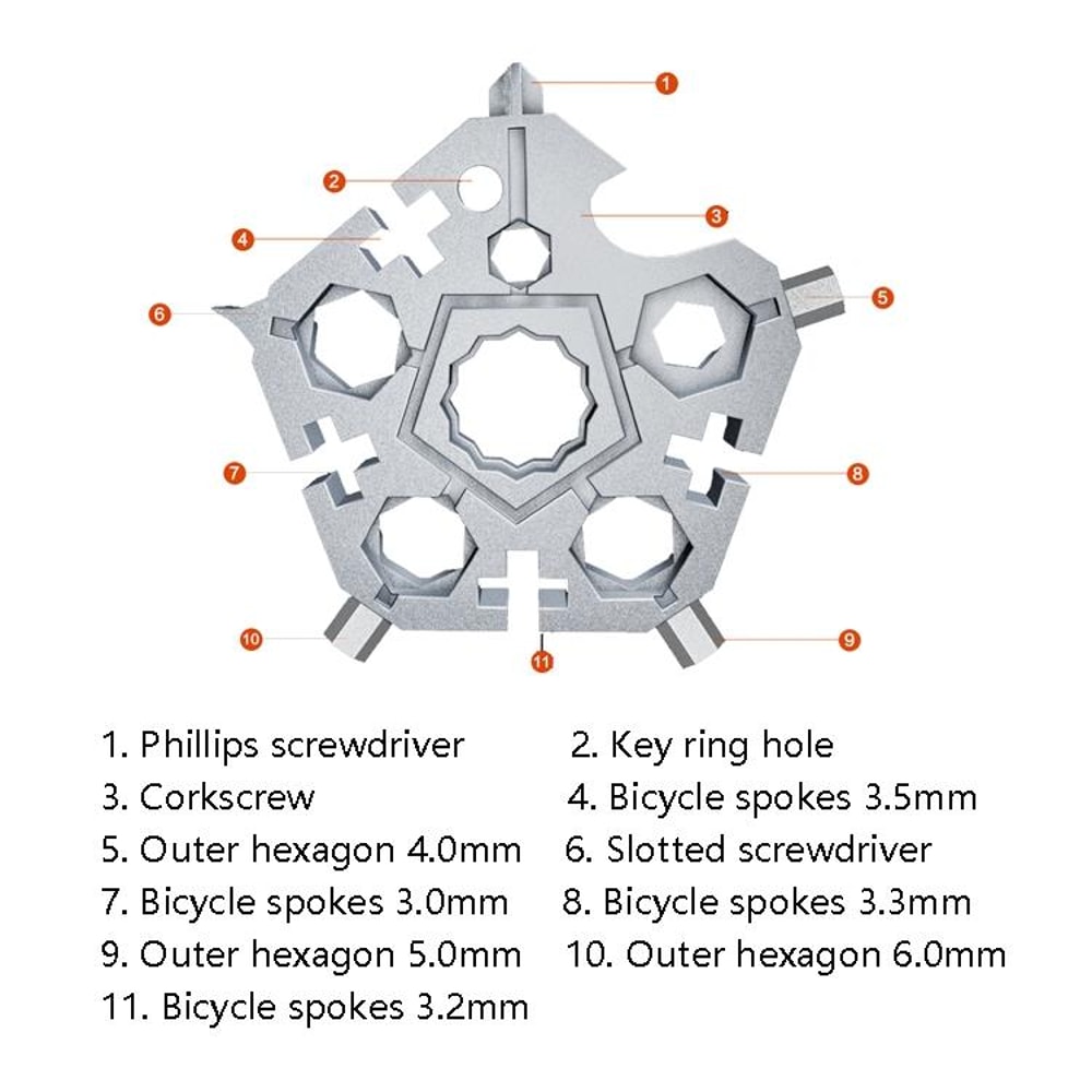 23in1 Snowflake Multitool Keychain Portable EDC Multi Tool Wrench For Outdoor Everyday Use 2