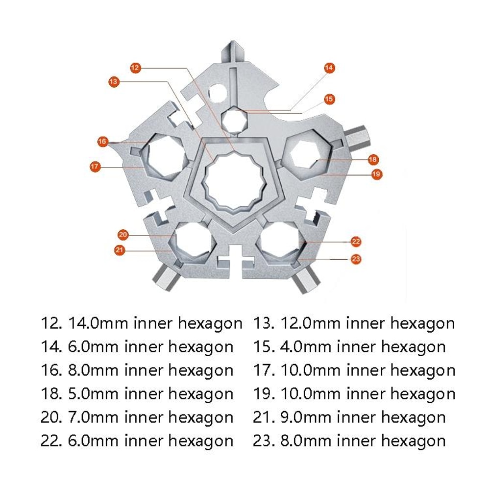 23in1 Snowflake Multitool Keychain Portable EDC Multi Tool Wrench For Outdoor Everyday Use 3