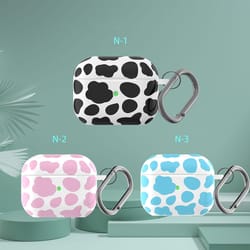 cute cow print silicone airpods case protective cover