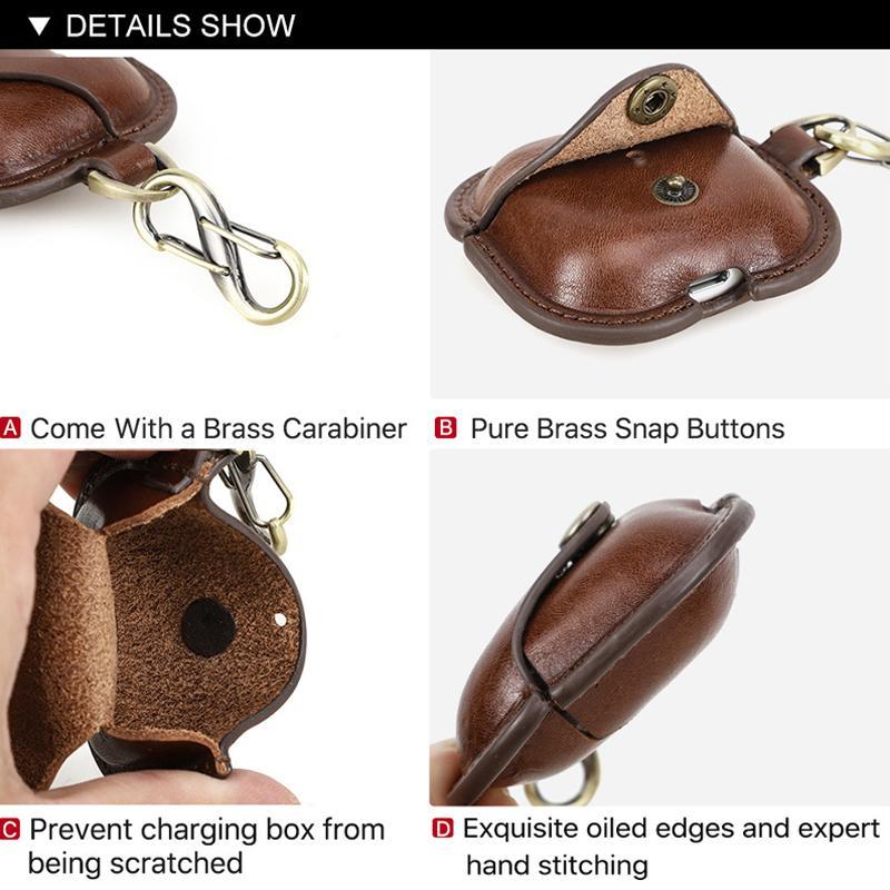 CONTACTS FAMILY AirPods Leather Case With Snap Closure And Drop Protection 6