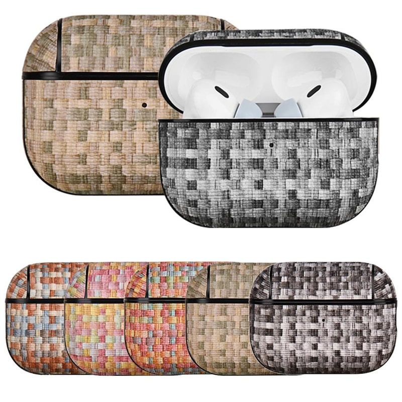 Woven Leather AirPods Pro Case Protective Hard Shell Cover 1