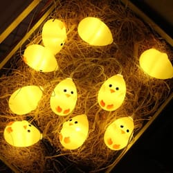 cute yellow chicken led string lights waterproof easter decorative lights for home & party