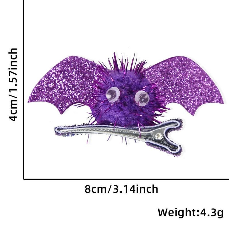 Kids Halloween Bat Hair Clip Glitter Costume Hairpin Spooky Party Accessory 4