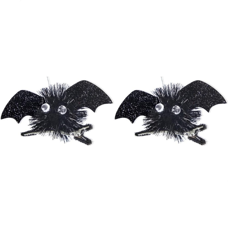 Kids Halloween Bat Hair Clip Glitter Costume Hairpin Spooky Party Accessory 2