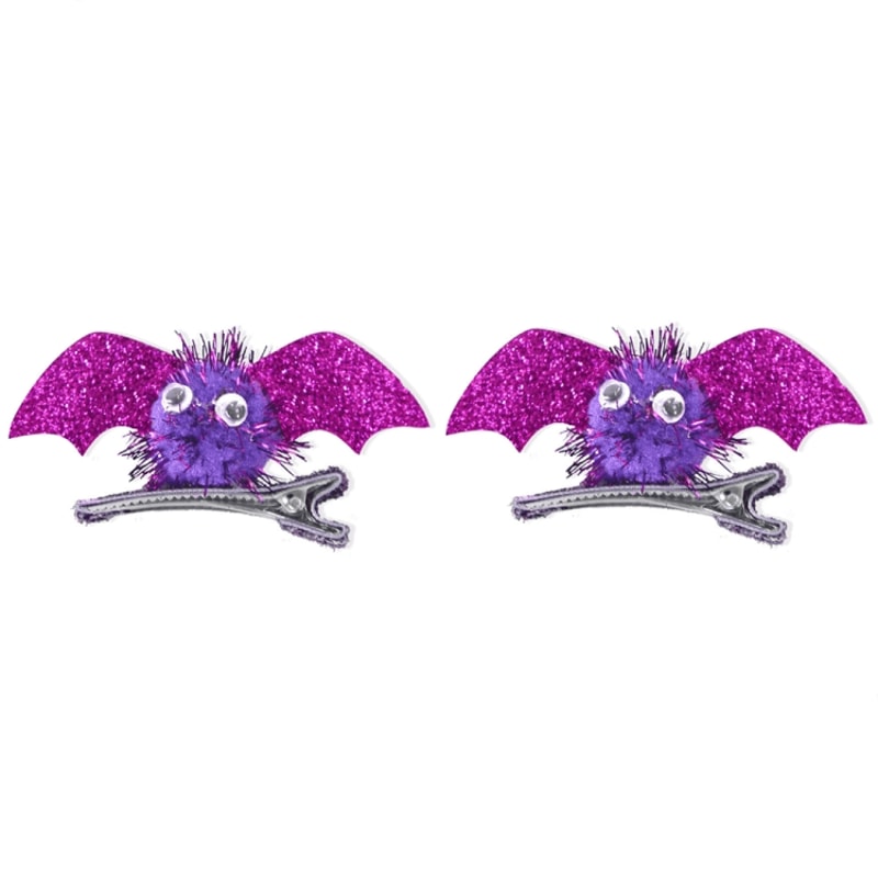 Kids Halloween Bat Hair Clip Glitter Costume Hairpin Spooky Party Accessory 5