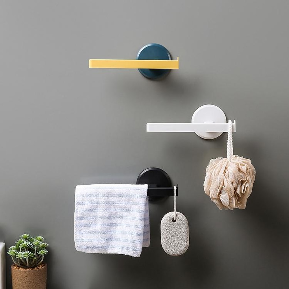 Wall Mounted Towel Rack With Adhesive TBar Holder For Bathroom Kitchen Organization 4