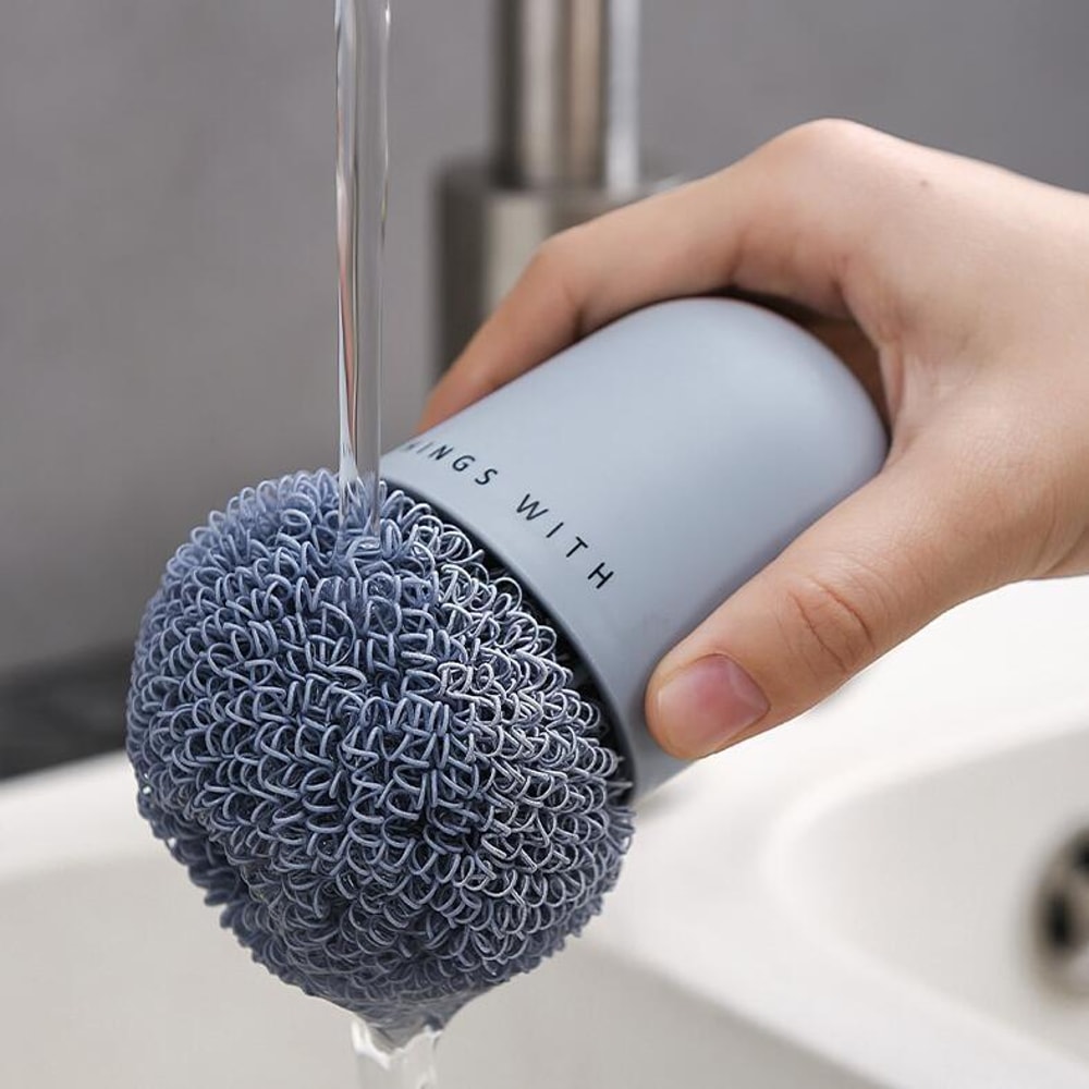 Ergonomic Dishwashing Brush With NonScratch Scrubber Head For Pots And Kitchen Cleaning 3