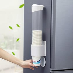wall mounted automatic cup dispenser with dust cover, space saving cup holder dispenser for kitchens & offices