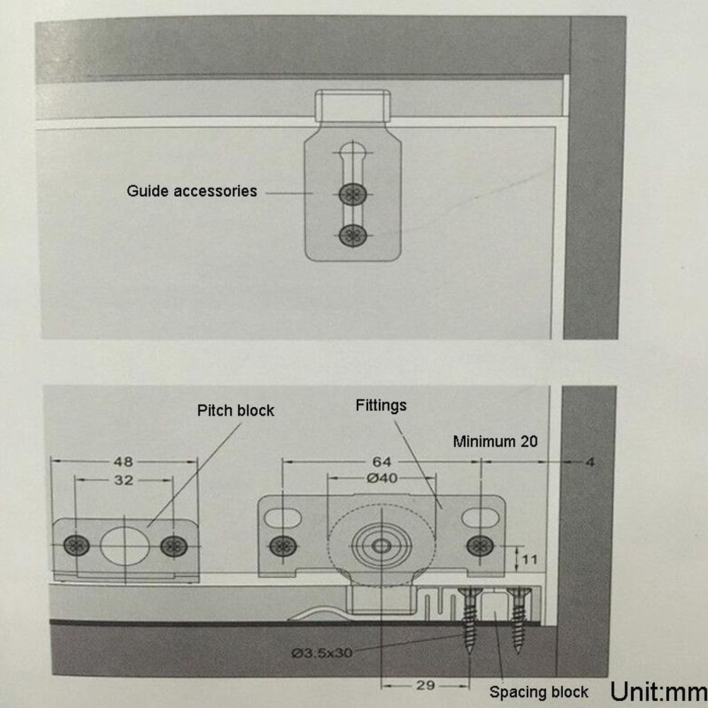 Silent Sliding Door Pulley Kit Adjustable Closet Door Roller Hardware 4