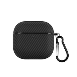 fibre texture airpods case with hook slim pu leather airpods case