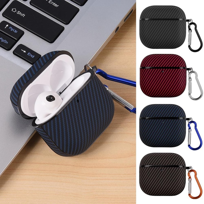 Fibre Texture AirPods Case With Hook Slim PU Leather AirPods Case 1