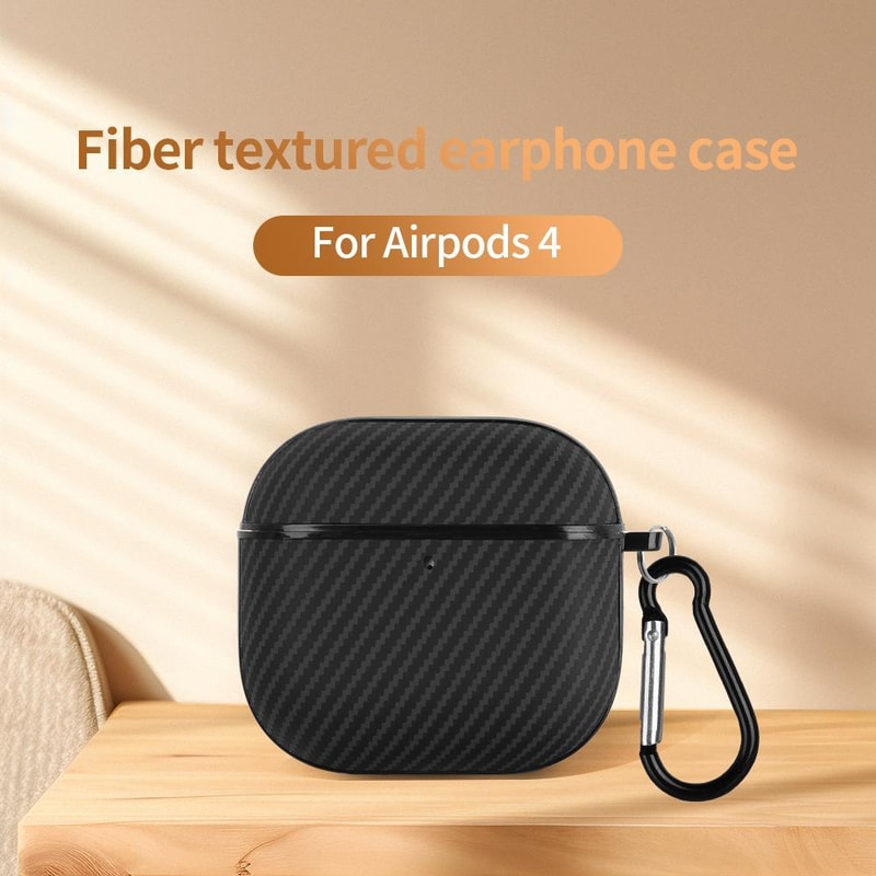 Fibre Texture AirPods Case With Hook Slim PU Leather AirPods Case 3