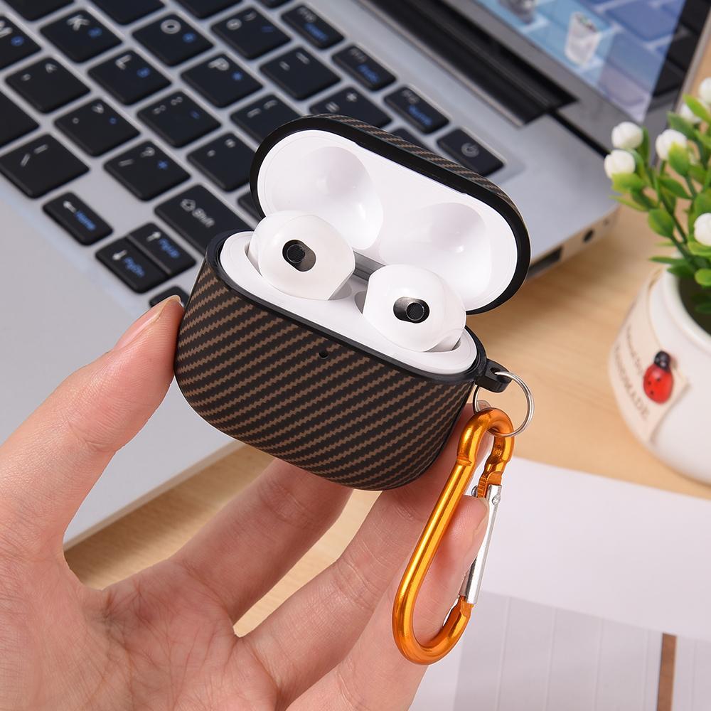 Fibre Texture AirPods Case With Hook Slim PU Leather AirPods Case 4