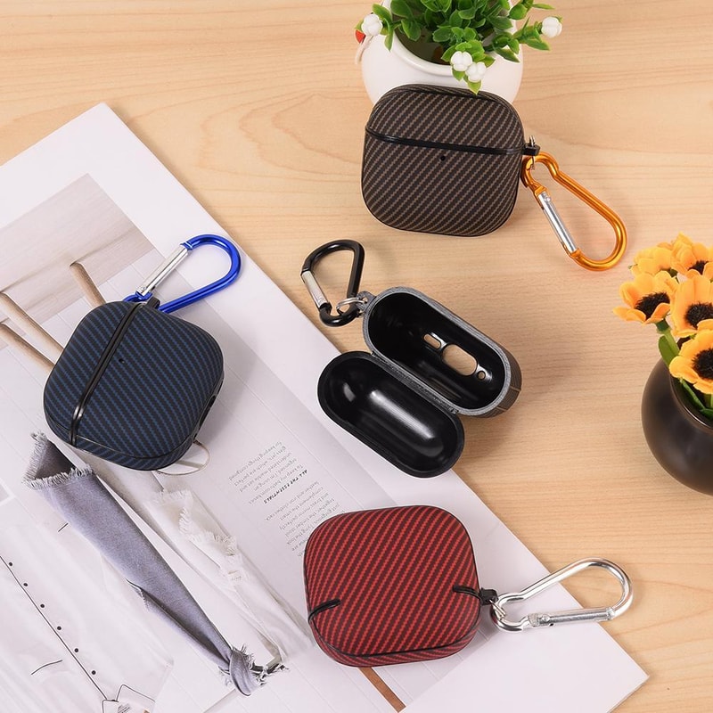 Fibre Texture AirPods Case With Hook Slim PU Leather AirPods Case 2