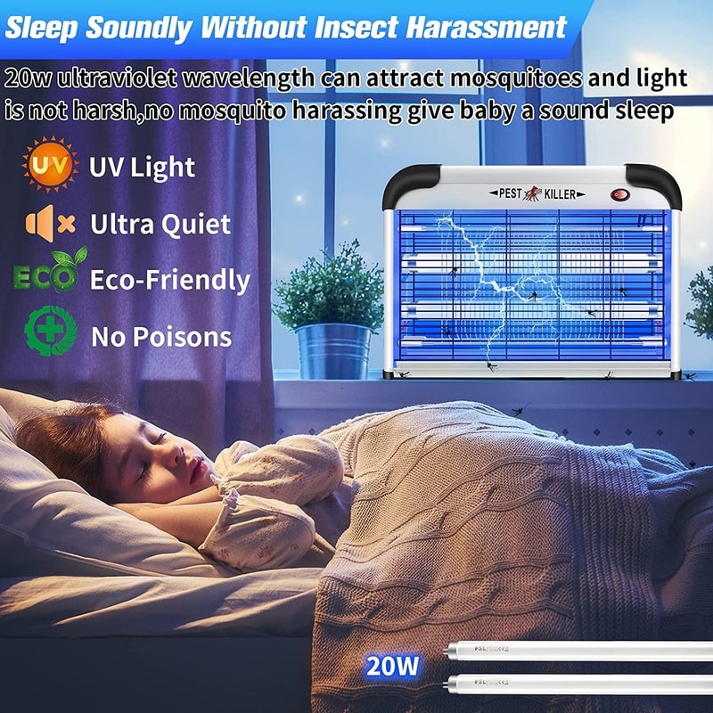 20W Indoor Mosquito Killer Lamp Electric Fly Killer with UV Trap Quiet Safe Bug Zapper